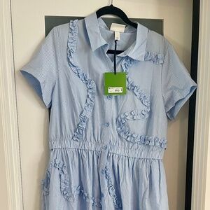 Kate Spade by Target Blue Ruffled Midi Dress Size Large